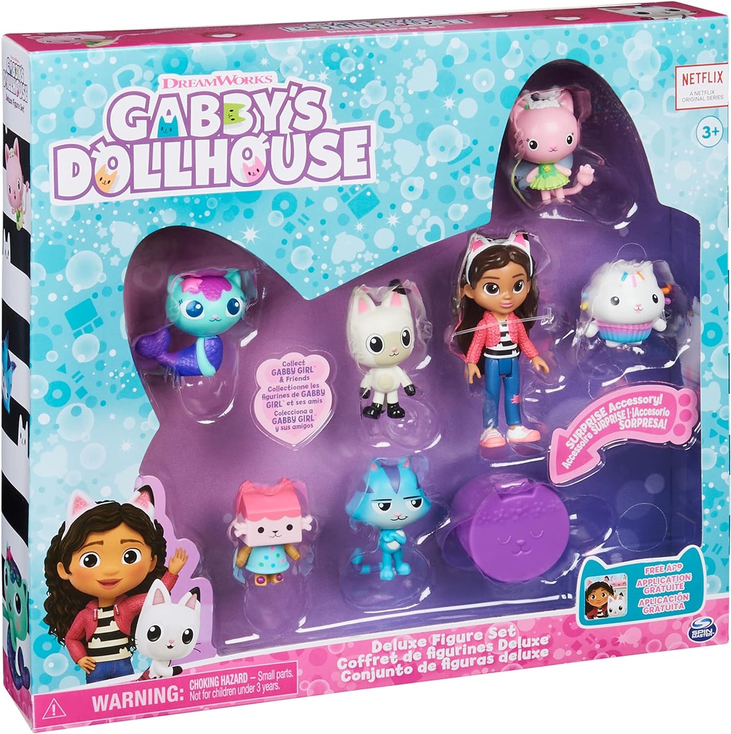 Gabby’s Dollhouse Conjunto de presente de figura de luxo com 7 figuras de brinquedo e acessório surpresa, brinquedos infantis para maiores de 3 anos