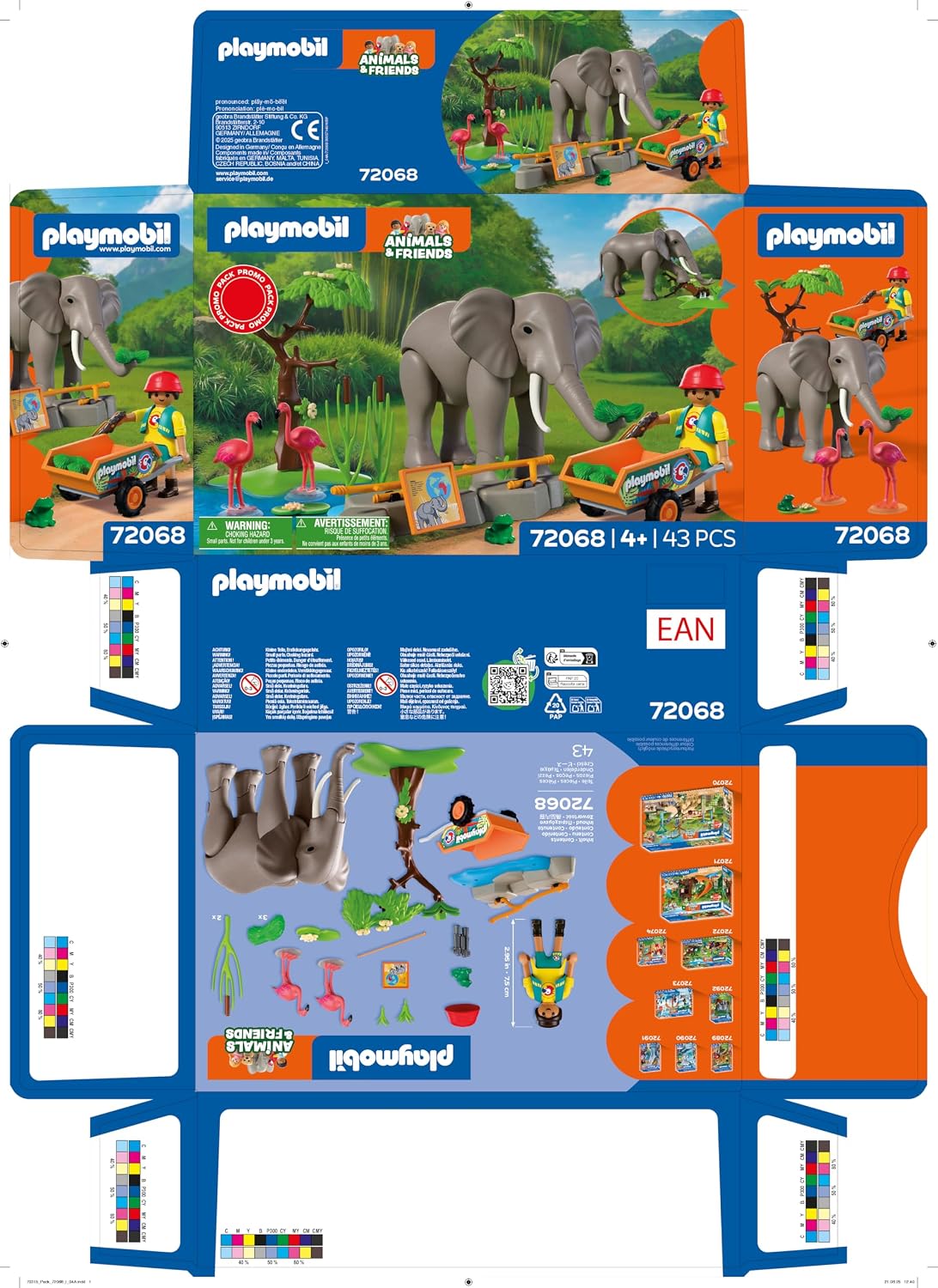 Playmobil | Animais e Amigos | Elefante com Tratador | Conjunto de Zoológico com 4 Animais e Acessórios de Recinto, Para crianças a partir de 4 anos, 72068