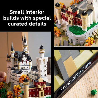 LEGO Architecture Castelo de Neuschwanstein - Kit de Modelo para Exibição (Faça Você Mesmo) para Adultos - Inclui Torres, Pátios e Interior Detalhado - Presente Histórico para Fãs - 21063