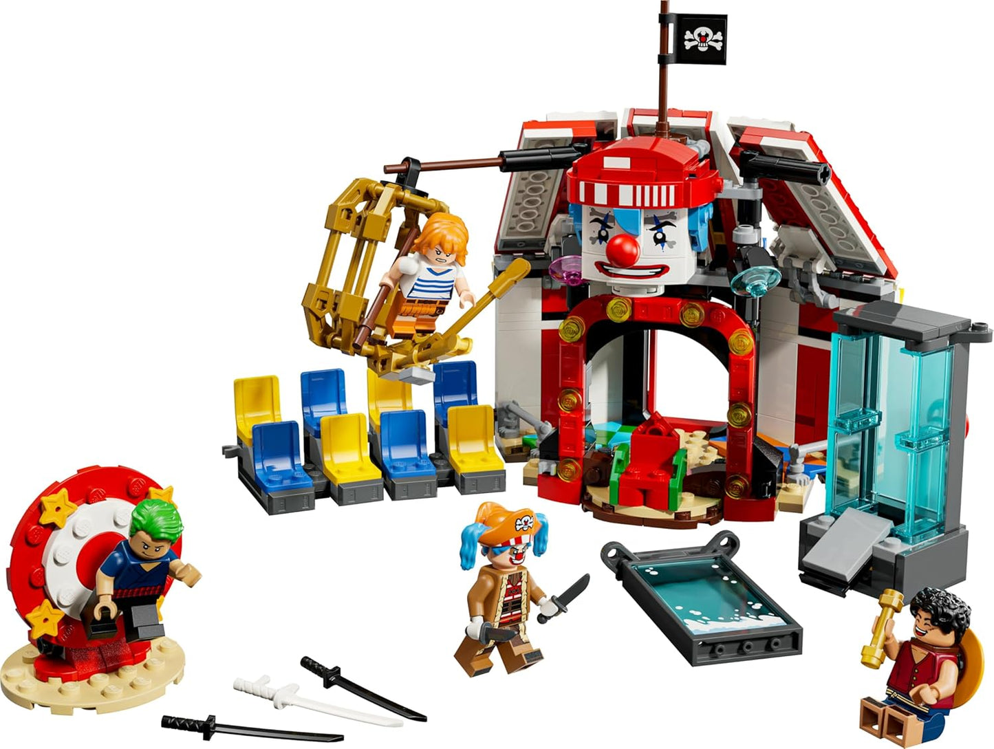 LEGO ONE PIECE Tenda de Circo do Buggy, o Palhaço - Brinquedo Interativo com 4 Minifiguras, incluindo Luffy, Nami e Zoro, além de 2 Cartazes de Procurado - Presente de Anime para Meninos, Meninas e Fãs a partir de 8 Anos - 75637