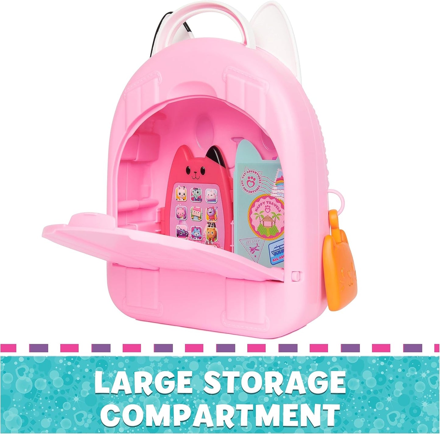 Gabby’s Dollhouse, Conjunto de Viagem Gabby Girl On-The-Go, Brinquedos de Viagem para Brincar de Faz-Tudo, Passaporte de Brinquedo, Telefone de Brinquedo e Bússola de Brinquedo, Brinquedos Infantis para Meninas e Meninos a partir de 3 Anos