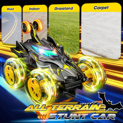Braxel Carros de controle remoto com giro de 360°, BatToy Man, brinquedos infantis para meninos de 3 a 9 anos, carro de controle remoto com LED para meninos de 3 a 11 anos, presente antecipado.