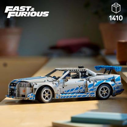 LEGO Kit de modelo de carro Technic 2 Velozes e Furiosos Nissan Skyline GT-R (R34) para adultos - inclui função de drift, direção, suspensão e motor de 6 cilindros - Presente colecionável para fãs - 42210