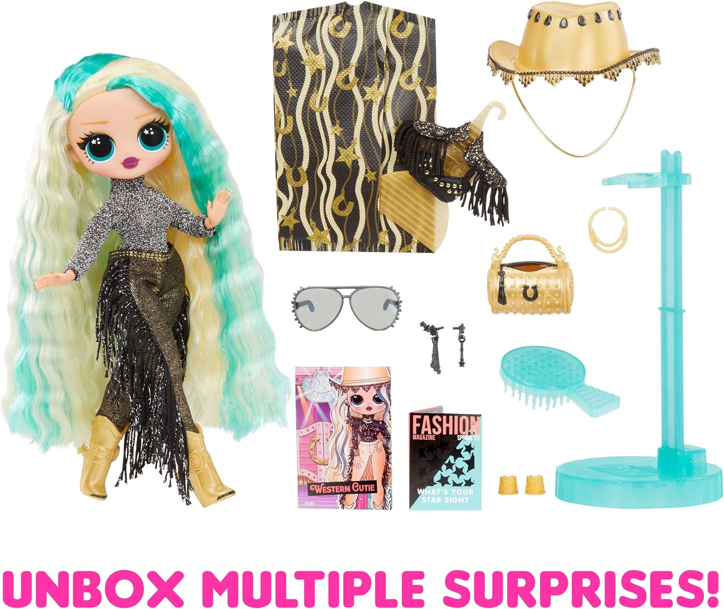 LOL Surprise Boneca da moda OMG - WESTERN CUTIE - Desembale surpresas e acessórios fabulosos - Inclui boneca da moda, roupa, acessórios e suporte para boneca - Ótimo presente para crianças de 4 anos ou mais