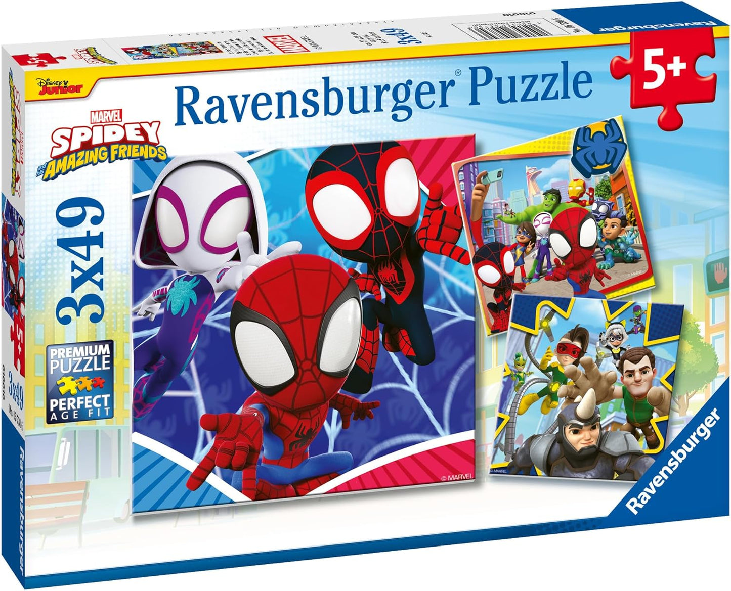 Ravensburger Quebra-cabeça do Homem-Aranha e Seus Incríveis Amigos (3 unidades, 49 peças) para crianças a partir de 5 anos