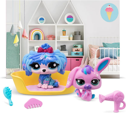 Littlest Pet Shop Petfluencer Super Salão | O conjunto Petfluencer contém 2 mini brinquedos LPS, 4 acessórios, 1 cenário, 1 cartão colecionável e 1 código virtual | Brinquedos colecionáveis para meninas e meninos