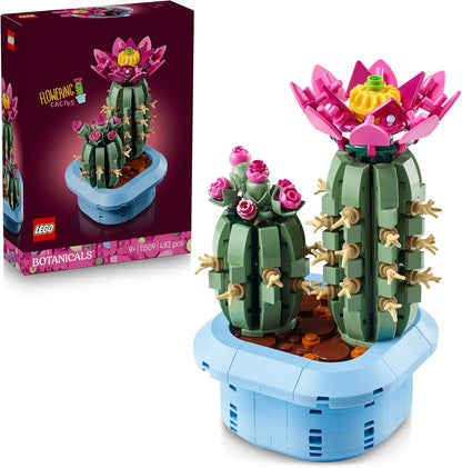 LEGO Botanicals Cacto Florido - Conjunto de Plantas Artificiais em Vaso com 2 Cactos e Flores Artificiais - Decoração DIY para Quarto - Presente de Aniversário para Meninas a partir de 9 Anos e Amantes de Plantas Adultos - 11509