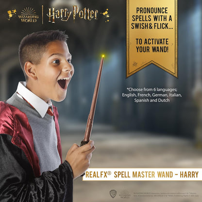 WOW! STUFF Varinha Harry Potter com Efeitos Reais | Varinha ativada por voz e luz e som | Presentes e Brinquedos Oficiais de Harry Potter do Mundo Mágico | Acessório de Fantasia para Fãs e Crianças a partir de 6 anos