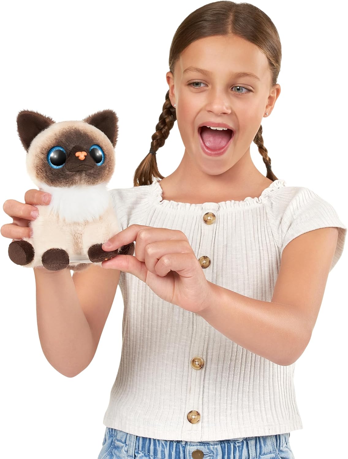 Pets Alive Smitten Minx da ZURU, brinquedo eletrônico de pelúcia macio, bichinhos de pelúcia robóticos e brincadeira interativa para crianças com 10 sons de gatinhos reais