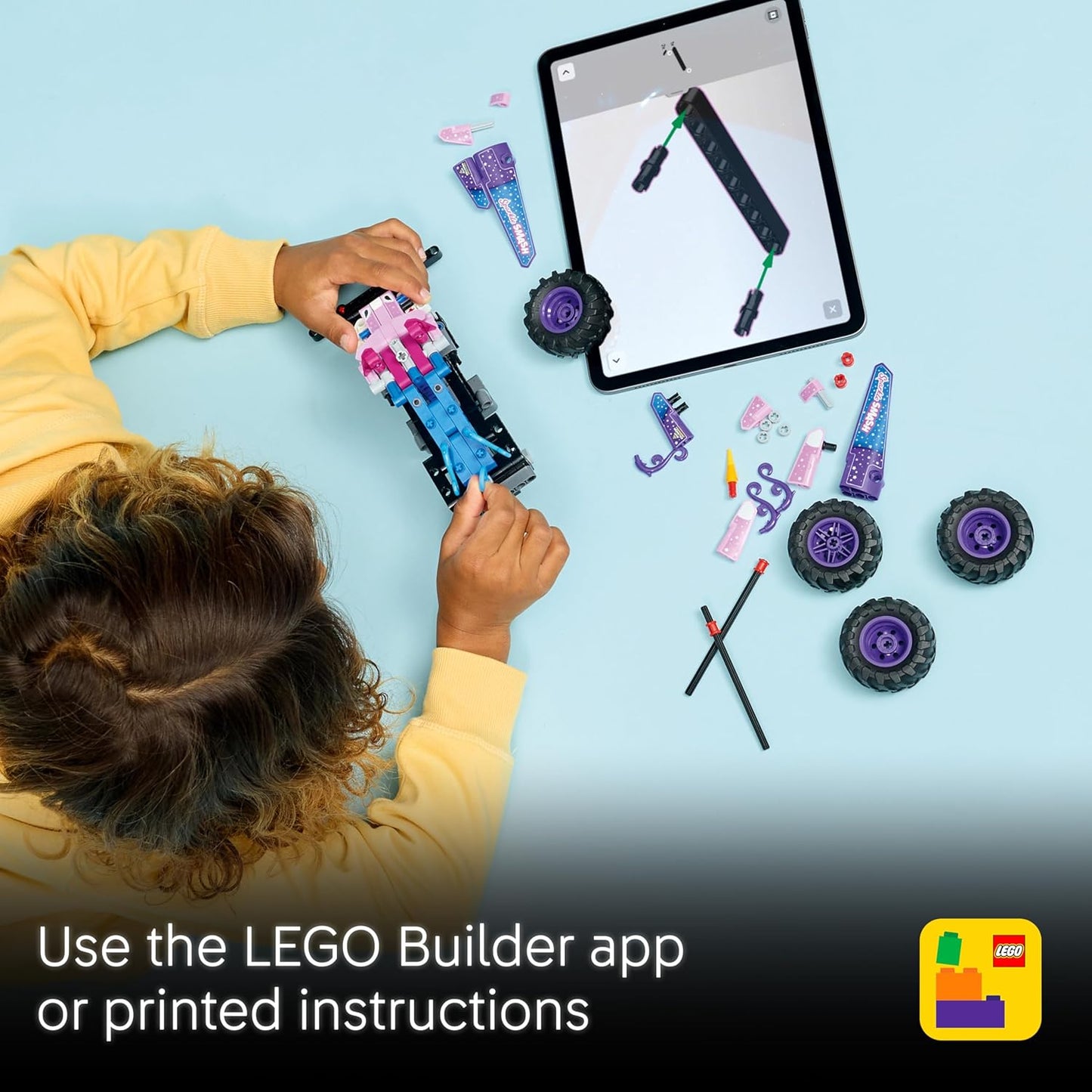 LEGO Technic Monster Jam Sparkle Smash Caminhão de Brinquedo com Mecanismo de Fricção - Kit de Modelo de Carro de Corrida com Tema de Unicórnio Rosa - Presente de Aniversário Criativo para Meninos, Meninas e Fãs a partir de 7 Anos - 42220