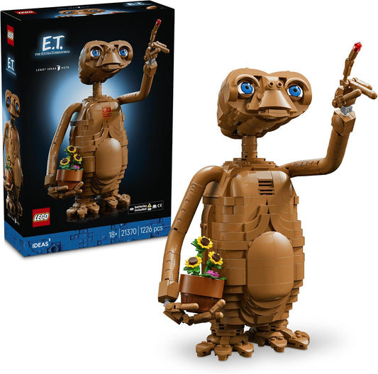LEGO Ideas E.T. o Extraterrestre – Kit de Modelo para Adultos, inclui Figura do Alienígena, Flores Artificiais em Vaso e Peça Luminosa – Presente Nostálgico para Fãs de Filmes de Ficção Científica – 21370