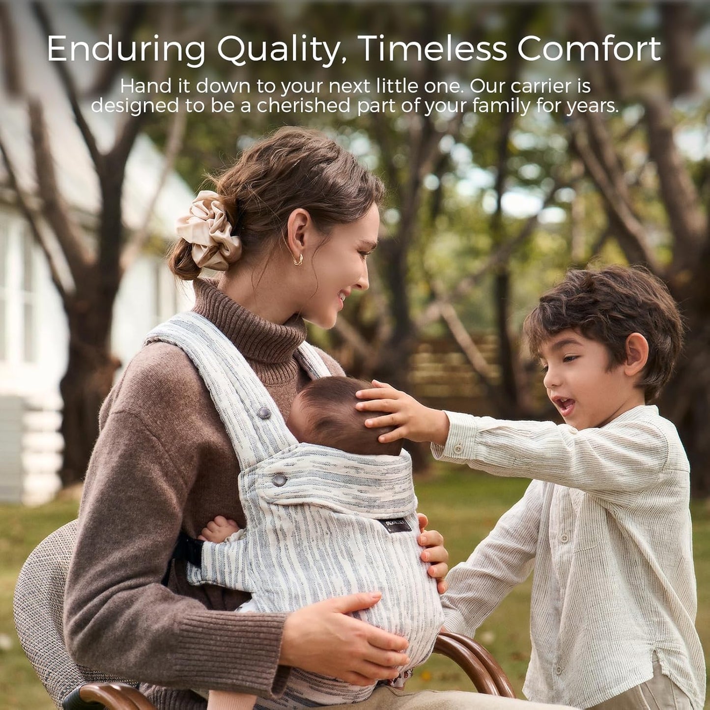 Momcozy Canguru Herihuge - Confeccionado com charmoso tecido jacquard, durável, estiloso e elegante, conforto para as mamães o dia todo, bege Time Heritage.