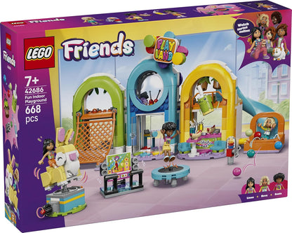 LEGO Friends Parque Infantil Divertido para Ambientes Fechados - Brinquedo Criativo com Escorregador, Piscina de Bolinhas, Carrossel, Lanchonete, 3 Mini Bonecas e Acessórios - Presente de Aniversário para Meninas a partir de 7 Anos - 42686