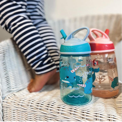 Nuby  Garrafa de água Mighty Swig - Copo com canudinho antiderramamento para crianças pequenas | 360 ml / 12 oz | Alça de transporte | Pode ir à máquina de lavar louça e ao micro-ondas | Copo adequado para crianças de 18 meses ou mais