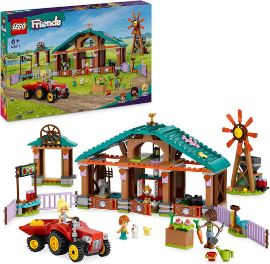 LEGO Friends Santuario de animales de granja, juego de tractor para niñas, niños y niños a partir de 6 años, juego de rol que incluye 3 figuras de personajes, 5 animales y accesorios de comida 42617