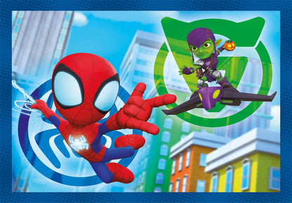 Clementoni - 21528 - Quebra-cabeça Supercolor 4 em 1 - Marvel Homem-Aranha e Seus Incríveis Amigos - 12+16+20+24 Peças, Quebra-cabeça para Crianças a partir de 3 Anos, Quebra-cabeça de Desenho Animado, Fabricado na Itália