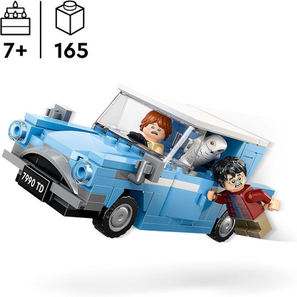LEGO Brinquedo de carro voador Ford Anglia Harry Potter para crianças, meninos e meninas com mais de 7 anos, modelo edificável com minifigura do personagem Ron Weasley e figura de Edwiges, a coruja, presentes do mundo mágico 76424
