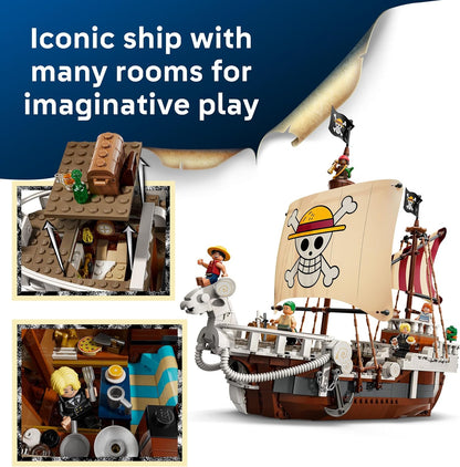 LEGO ONE PIECE O Navio Pirata Going Merry - Brinquedo e Modelo de Barco para Brincar e Exibir com 5 Minifiguras, incluindo Luffy, Zoro e Nami - Presente de Anime para Meninos, Meninas e Fãs a partir de 10 Anos - 75639