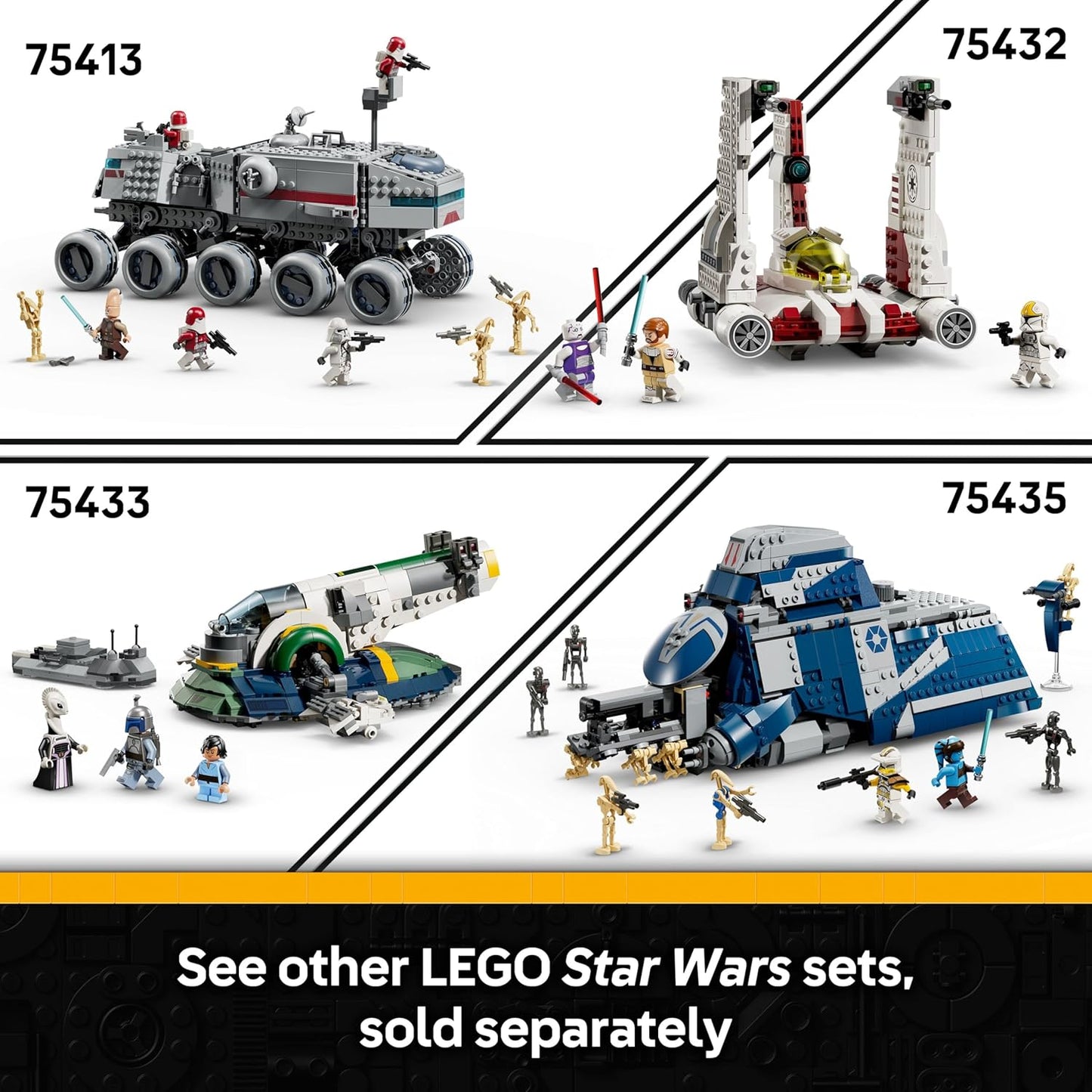 LEGO Star Wars 75431 Pacote de Batalha de Soldados Clones do 327º Corpo Estelar - Brinquedo colecionável com 4 minifiguras, 3 figuras de droides de batalha e um AT-RT - Presente para meninos a partir de 7 anos e fãs de A Vingança dos Sith