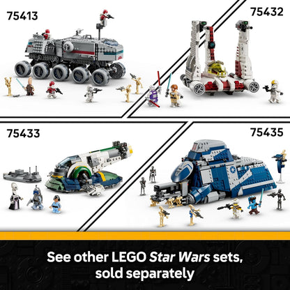 LEGO Star Wars 75431 Pacote de Batalha de Soldados Clones do 327º Corpo Estelar - Brinquedo colecionável com 4 minifiguras, 3 figuras de droides de batalha e um AT-RT - Presente para meninos a partir de 7 anos e fãs de A Vingança dos Sith