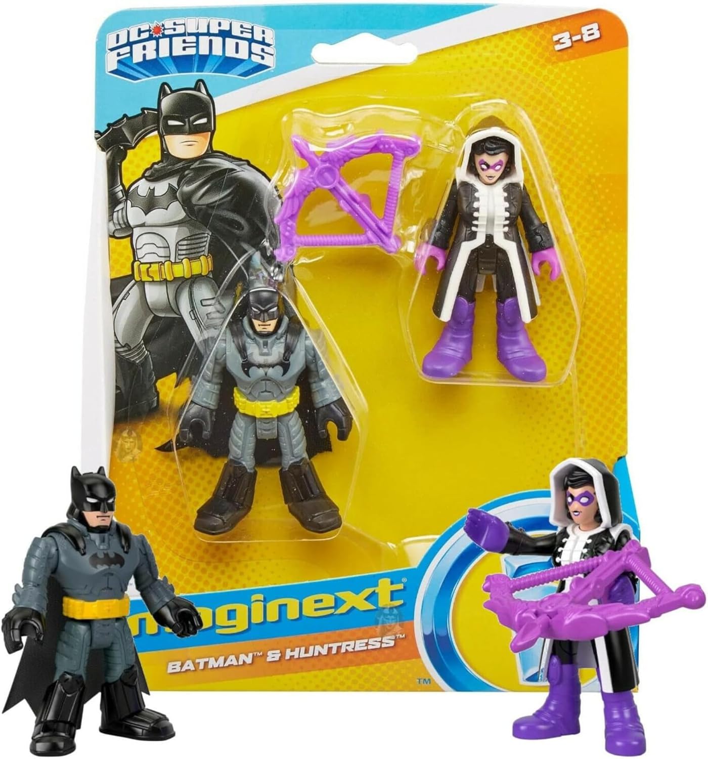 Fisher-Price Conjunto de Brinquedos Imaginext Batman e Caçadora DC Super Friends com Figuras de Ação