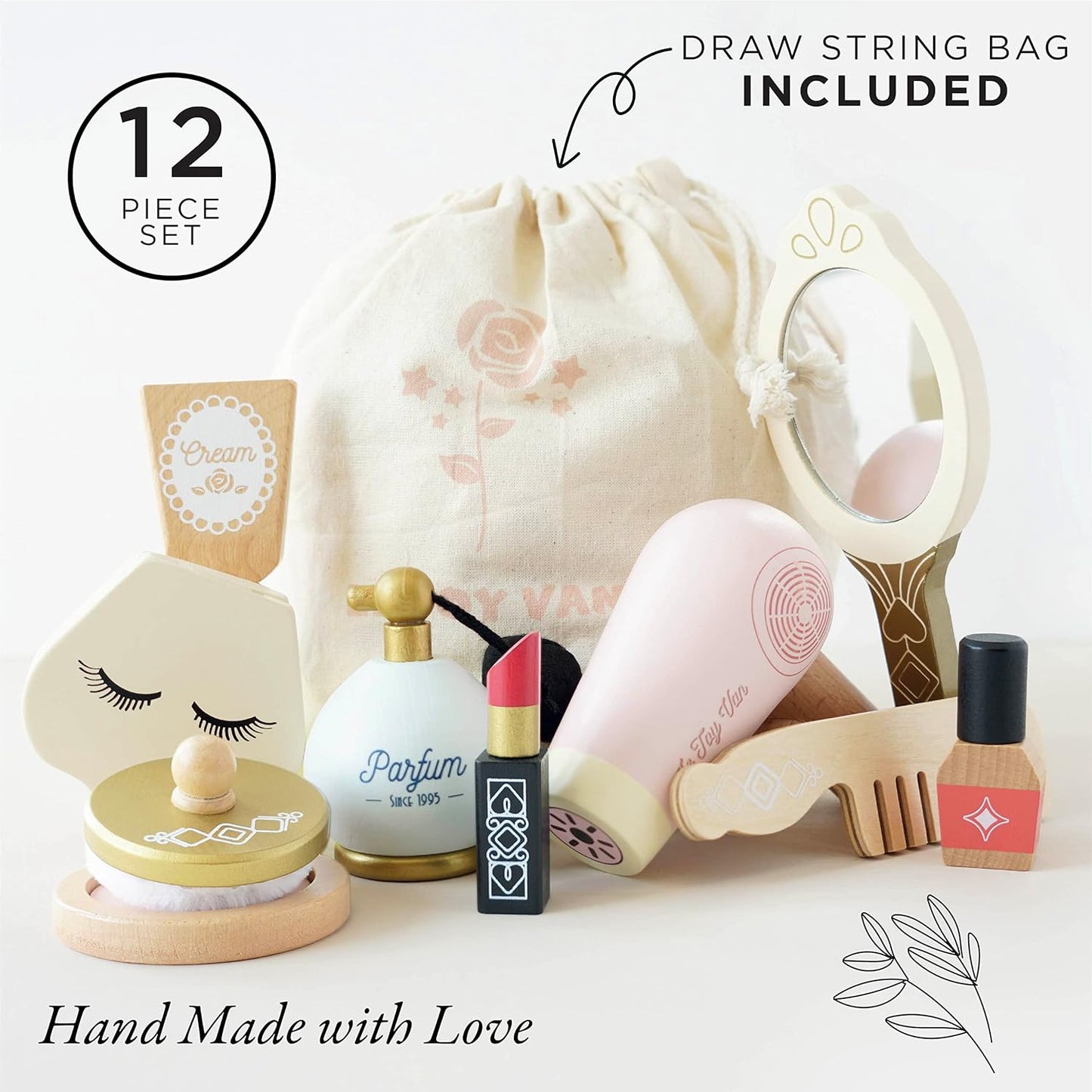 Le Toy Van - Conjunto de cosméticos de madeira com brinquedo de dramatização de bolsa | Conjunto de brincadeiras de simulação Star Beauty Bag - adequado para mais de 3 anos