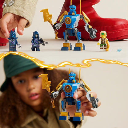 LEGO NINJAGO Jay’s Mech Battle Pack, brinquedo de bonecos de ação para meninos, meninas e crianças de 6 anos ou mais, conjunto Dragons Rising com personagem ninja Jay Minifigura para diversão de dramatização, pequena ideia de presente 71805