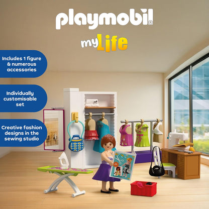 Playmobil MyLife Designer de Moda, Ateliê de costura com máquina de costura e 6 looks, Estimula a criatividade, Brinquedo infantil para crianças a partir de 4 anos, 72082