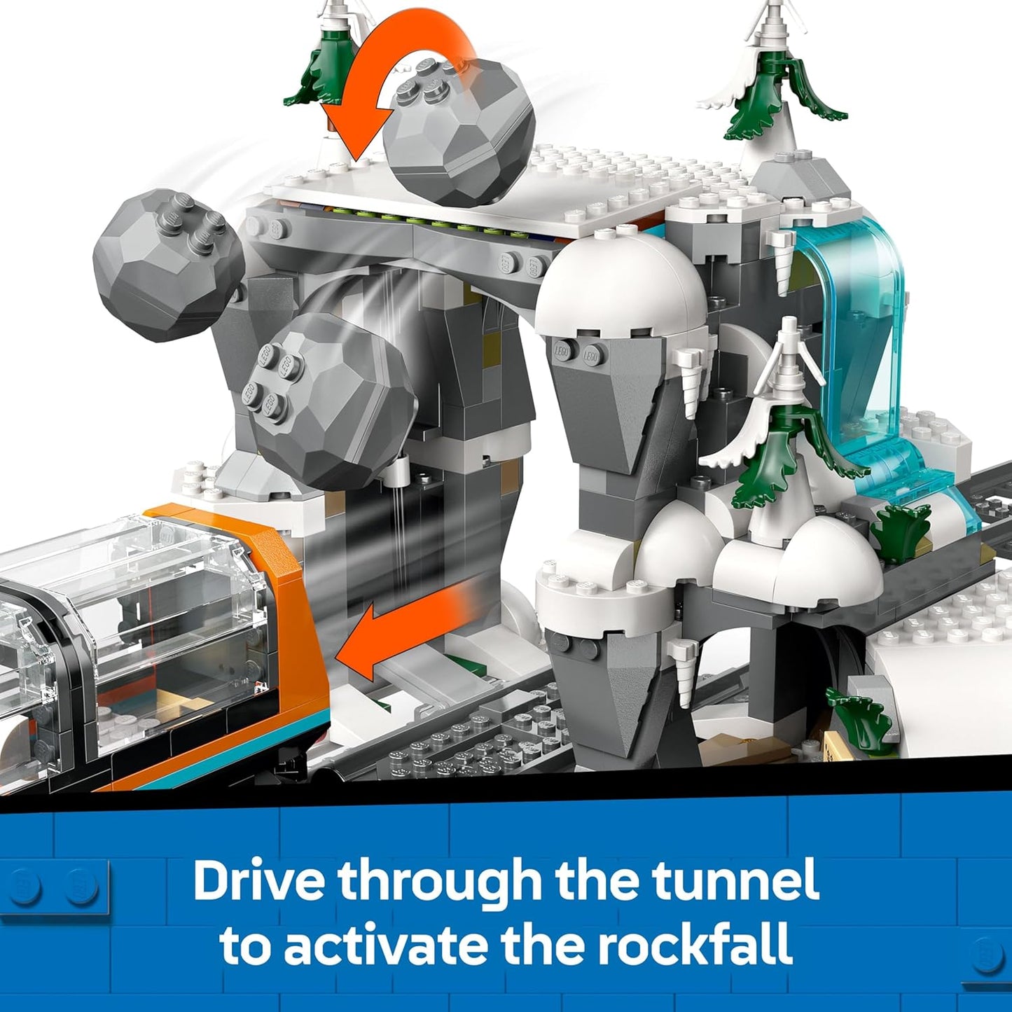 Conjunto de Trem Expresso Polar Ártico LEGO City Explorers - inclui um trem de brinquedo com controle remoto, limpa-neve, 22 peças de trilho, 6 minifiguras e função de queda de rochas - Presente para meninos e meninas a partir de 7 anos - 60470