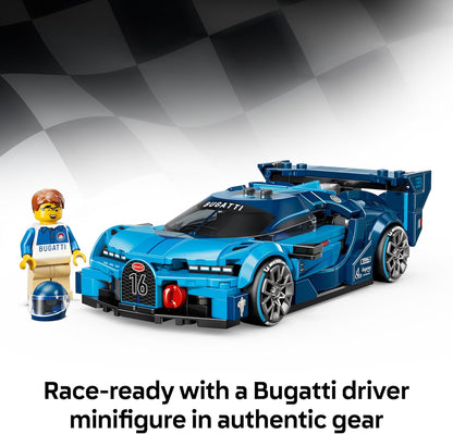 LEGO Speed Champions Bugatti Vision GT Hyper Sports Car - Kit de Montagem com Minifigura Colecionável de Piloto - Ótima Ideia de Presente para Meninos a partir de 9 Anos e Fãs de Automobilismo - 77253