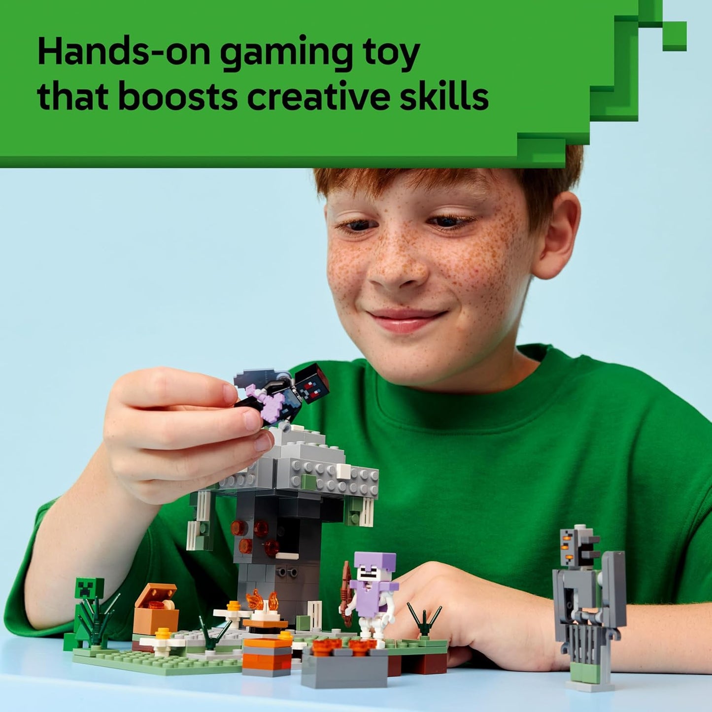 LEGO Minecraft O Jardim Pálido - Brinquedo em Miniatura com Minifigura Rangente e Figuras de Mobs Homem-Mariposa, Creeper e Esqueleto - Presente para Jogadores a partir de 7 Anos - 21586