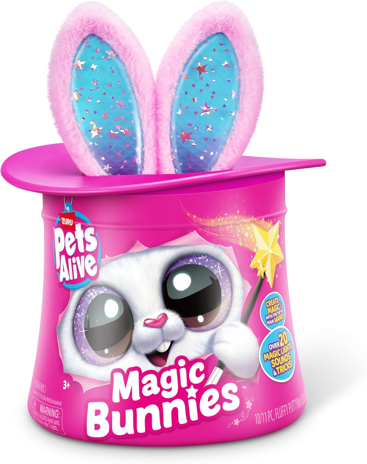 Pets Alive Magic Bunnies Pink Bunny (Candy) da ZURU, brinquedo mágico de pelúcia eletrônico surpresa, bichinho robótico e brincadeira interativa para crianças com 30 recursos diferentes