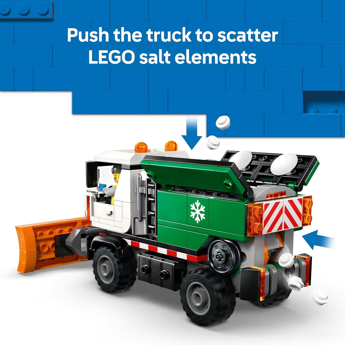 LEGO Caminhão Limpa-Neve City - Kit de Montagem com Minifigura, Ferramentas e Função de Espalhar Sal - Ideia de Presente de Aniversário para Meninos a partir de 6 Anos e Fãs de Engenharia - 60490