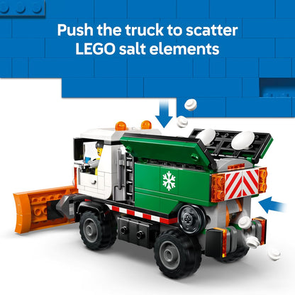 LEGO Caminhão Limpa-Neve City - Kit de Montagem com Minifigura, Ferramentas e Função de Espalhar Sal - Ideia de Presente de Aniversário para Meninos a partir de 6 Anos e Fãs de Engenharia - 60490
