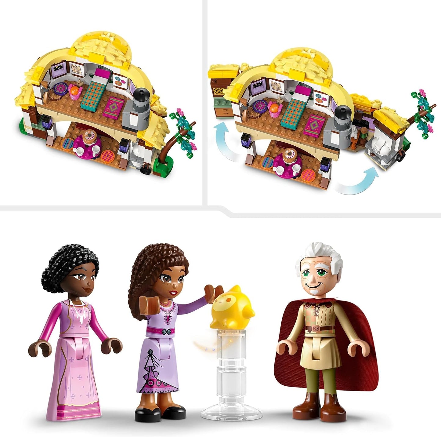 LEGO 43231 Disney Wish La Cabaña de Asha, Casa de Muñecas de Juguete de Apertura de la Película Wish con minimuñecas de Asha, Sakina y Sabino y figura de estrella, idea para niños, niñas y niños