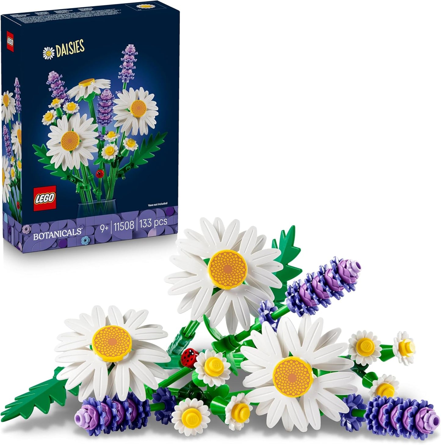 LEGO Botanicals Margaridas - Buquê de Flores Artificiais - Presente para o Dia das Mães, incluindo Margaridas e Lavanda Artificiais - Decoração DIY para Quarto - Kit de Artesanato para Meninas a partir de 9 Anos e Amantes de Flores Adultos - 11508