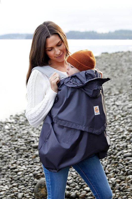 Ergobaby Capa de vento e capa de chuva, proteção contra vento e proteção contra chuva para todos os porta-bebês Ergobaby, capa repelente de água, Carvão
