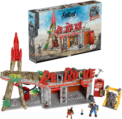 MEGA Brinquedo de Montar Fallout Action Figures – Posto Red Rocket com 824 Peças, 2 Bonecos Articulados e Acessórios, para Colecionadores