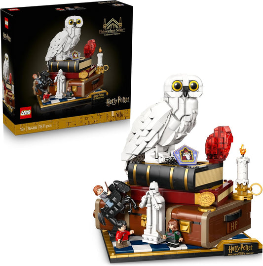 LEGO Harry Potter A Pedra Filosofal – Edição de Colecionador - Modelo DIY para Decoração de Quarto com Miniaturas de Cenas do Filme - Figura da Coruja Edwiges, 3 Minifiguras - Ideia de Presente para Fãs Adultos - 76466