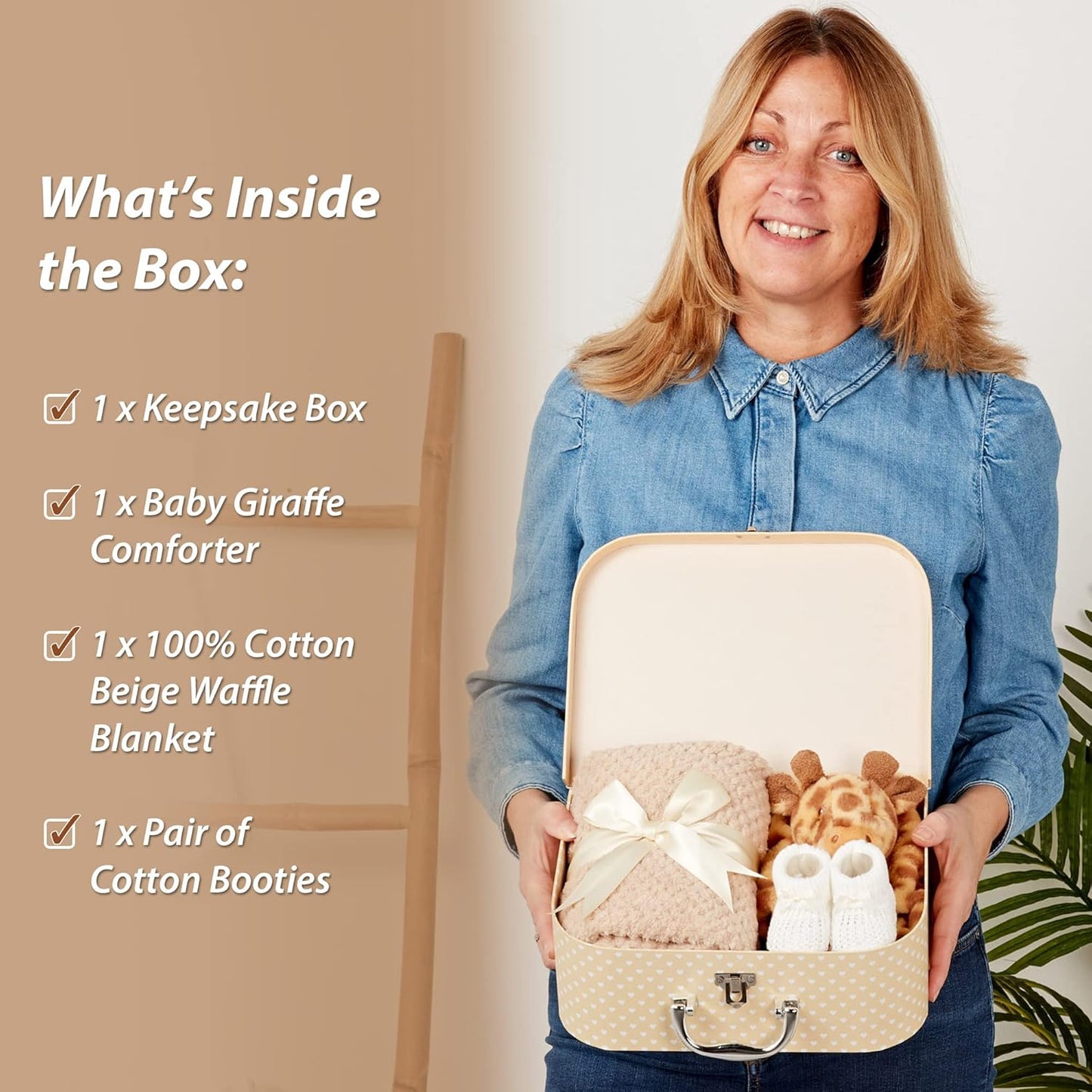 Presentes personalizados para bebês - Cesta para recém-nascidos em caixa de lembranças branca, inclui edredom de zebra para bebês, caixa de bebê, conjunto de presentes para recém-nascidos - 3 itens essenciais para bebês