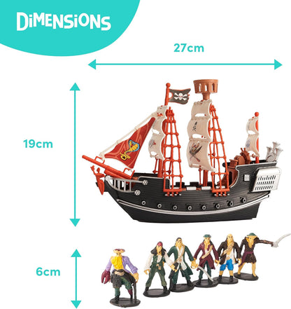 THE TWIDDLERS - Navio Pirata de Faz de Conta com Miniaturas de Piratas, Brinquedo para Crianças e Entusiastas - Inclui Navio e 6 Piratas