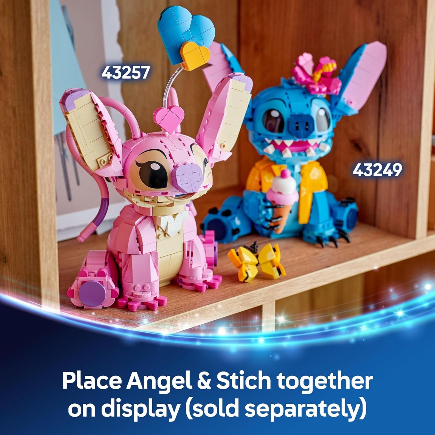 LEGO | Disney Angel - Brinquedo de Construção Lilo & Stitch - Figura de Exibição Construída com Peças, 3 Balões de Coração e uma Borboleta - Presente para Meninas e Meninos a partir de 9 Anos e Fãs Adultos - 43257
