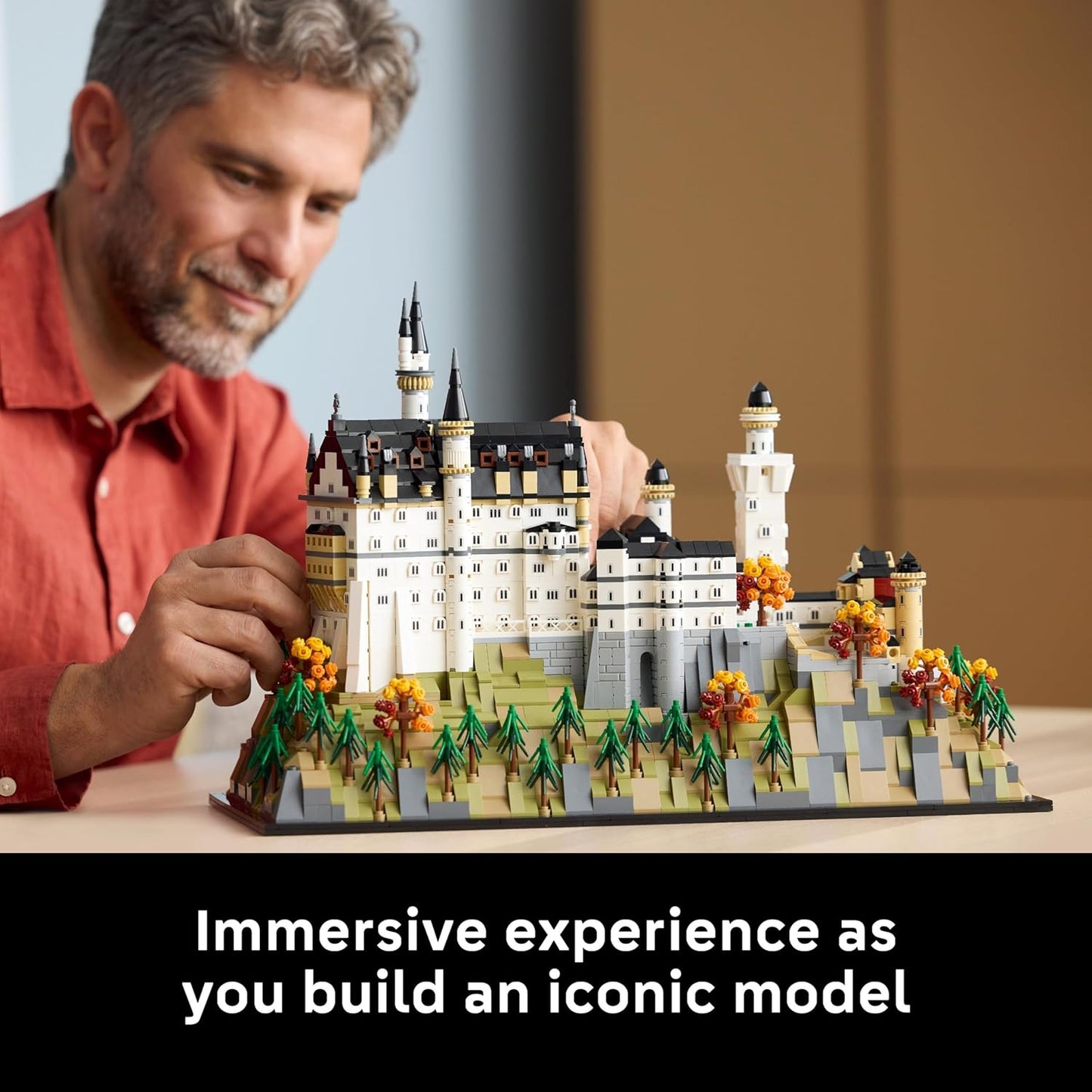 LEGO Architecture Castelo de Neuschwanstein - Kit de Modelo para Exibição (Faça Você Mesmo) para Adultos - Inclui Torres, Pátios e Interior Detalhado - Presente Histórico para Fãs - 21063