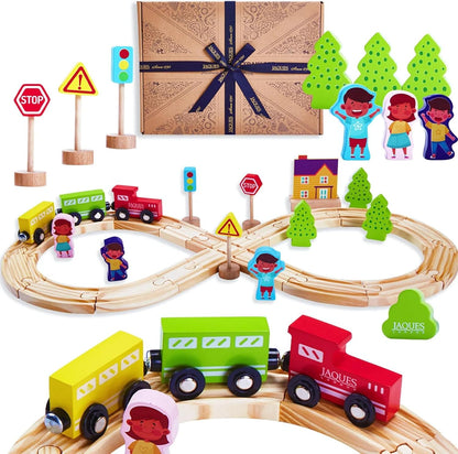 Jaques of London Conjunto de trem da | Brinquedos de madeira para crianças de 1, 2, 3, 4 e 5 anos | Trem de brinquedo para crianças | Brinquedos para bebês | Desde 1795 | Linda embalagem para presente | Presente de luxo da Jaques of London - Desde 1795