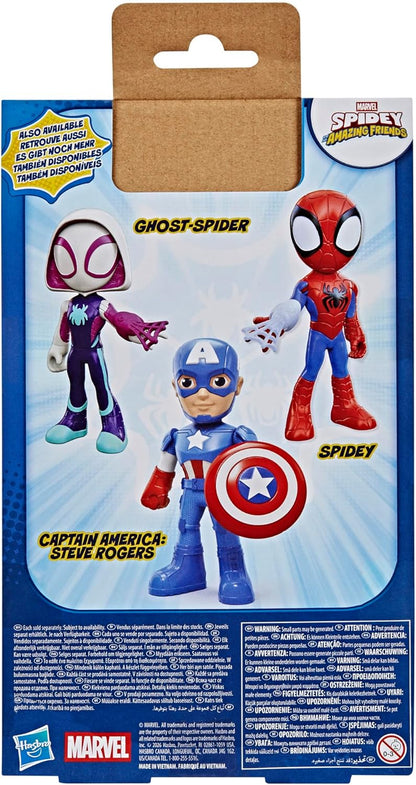 Marvel Homem-Aranha e Seus Incríveis Amigos Capitão América: Figura de Ação Steve Rogers com Acessório, 22,8 cm (9 polegadas) Brinquedos de Super-Heróis para Crianças a partir de 3 Anos