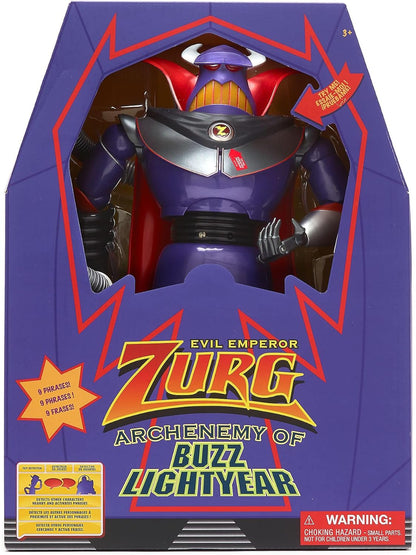 Disney Figura de ação interativa e falante do Imperador Zurg, oficial da Store, do filme Toy Story da Pixar, 38 cm/15 polegadas. Brinquedo do vilão com 9 frases em inglês, interage com outros personagens, para crianças a partir de 3 anos.