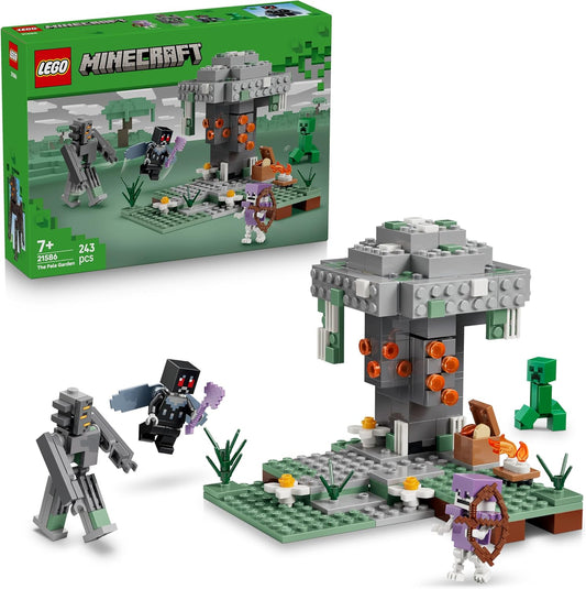 LEGO Minecraft O Jardim Pálido - Brinquedo em Miniatura com Minifigura Rangente e Figuras de Mobs Homem-Mariposa, Creeper e Esqueleto - Presente para Jogadores a partir de 7 Anos - 21586