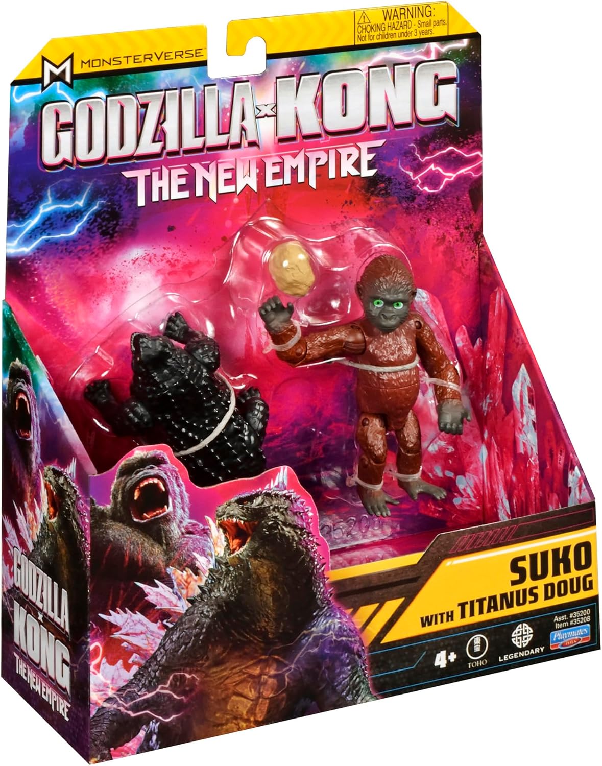 Godzilla x Kong: The New Empire, brinquedos de bonecos de ação Suko e Titanus Doug de 3,5 polegadas, personagens icônicos de filmes colecionáveis, inclui pedra portátil exclusiva, brinquedo adequado para maiores de 4 anos