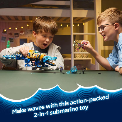LEGO DREAMZzz 2 em 1 Submarino Crocodilo - Transforma-se em um Submarino Águia - Inclui 3 minifiguras, 2 aranhas e uma criatura azul colecionável do tesouro - Presente para meninos a partir de 8 anos - 71512
