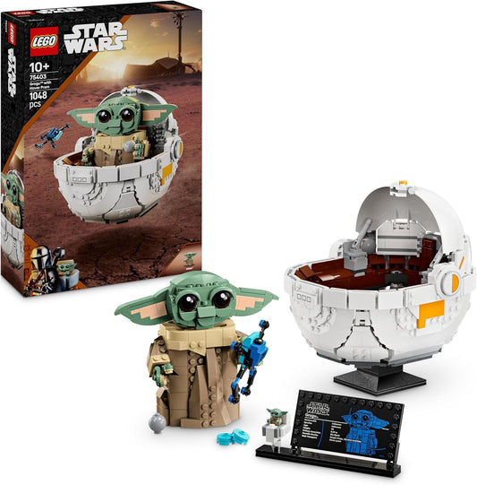 LEGO Star Wars 75403 Grogu com conjunto de brinquedos de construção Hover Pram, figura de personagem colecionável para fãs do programa de TV Mandalorian, ideia de presente de exibição para meninos e meninas com mais de 10 anos